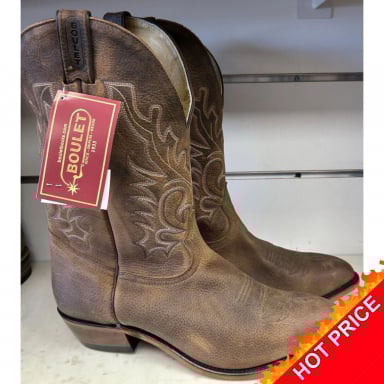 Boulet Mens Brow Leather Western Boots 2268