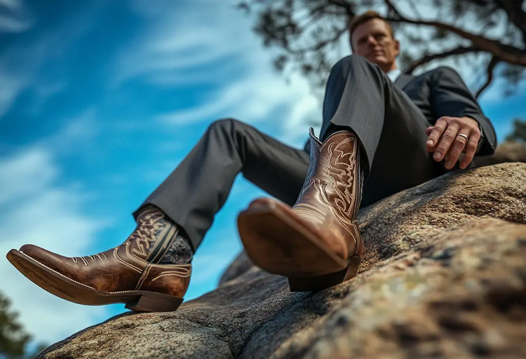 Men��s Ariat boots worn outdoors
