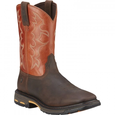 Ariat Mens Square Toe Western Work Boot 11 Inch Dark Earth