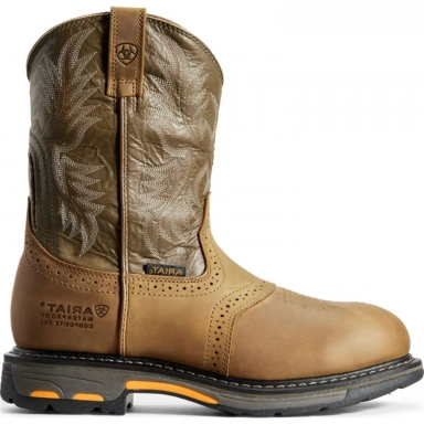 Ariat Mens Waterproof Composite Toe Western Work Aged Bark