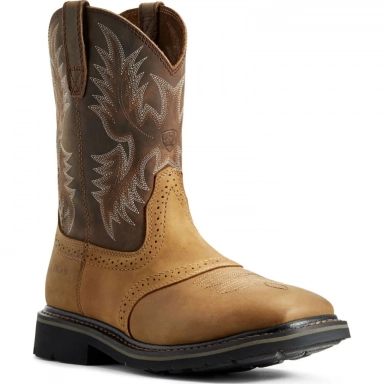 Ariat Mens Square Toe Western Work Boot 10 Inch Aged Bark