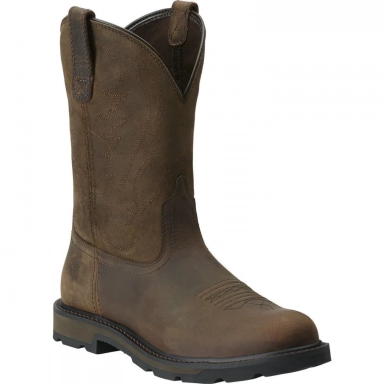 Ariat Mens Round Toe Western Work Boot 10 Inch Brown