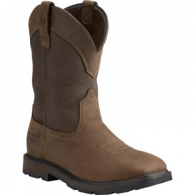 Ariat Mens Waterproof Steel Toe Western Work Boot Palm Brown