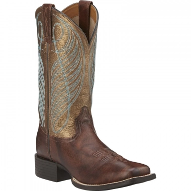 Ariat Womens Square Toe Cowgirl Boot 11 Inch Yukon Brown