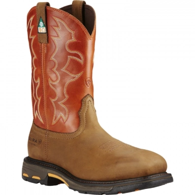 Ariat Mens Composite Toe Western Work Boot 11 Dark Earth