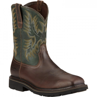 Ariat Mens Steel Toe Western Work Boot 10 Inch Dark Brown