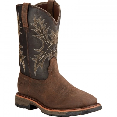 Ariat Mens Waterproof Square Toe Western Work Bruin Brown