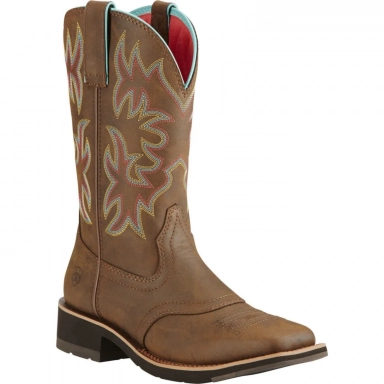 Ariat Womens Square Toe Cowgirl Boot 10 Inch Toasted Brown