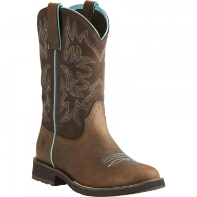 Ariat Womens Round Toe Cowgirl Boot 10 Inch Distressed Brown