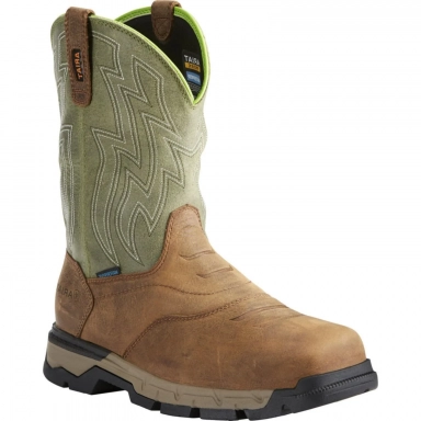 Ariat Mens Waterproof Composite Toe Western Work Rye Brown