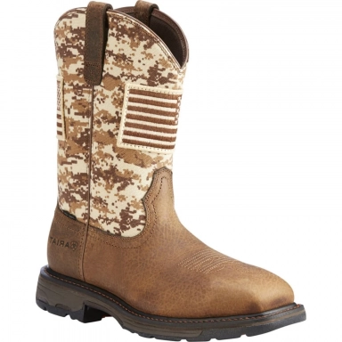 Ariat Mens Steel Toe Western Work Boot 11 Inch Earth Sand