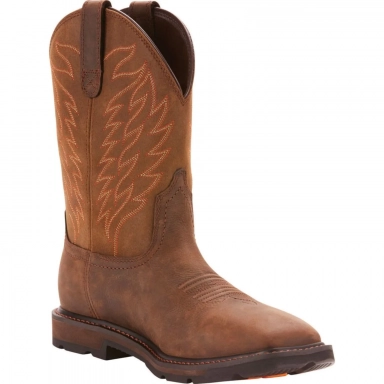 Ariat Mens Waterproof Square Toe Western Work Dark Brown