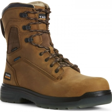 Ariat Mens Waterproof Carbon Toe Work Boot 8 Inch Aged Bark