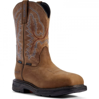 Ariat Mens Waterproof Carbon Toe Western Distressed Brown