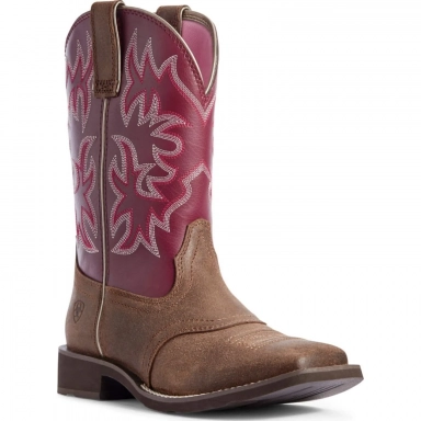 Ariat Womens Square Toe Cowgirl Boot 10 Inch Java Burgundy