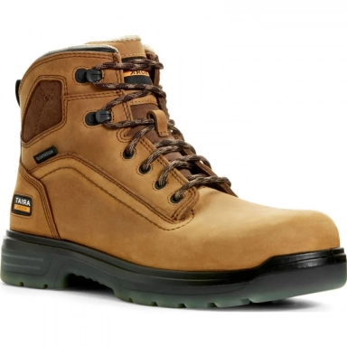 Ariat Mens Waterproof Round Toe Work Boot 6 Inch Aged Bark