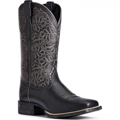 Ariat Womens Square Toe Cowgirl Boot 11 Inch Black Deertan