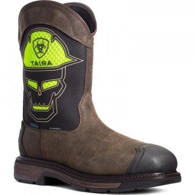 Ariat Mens Waterproof Carbon Toe Western Work Iron Coffee