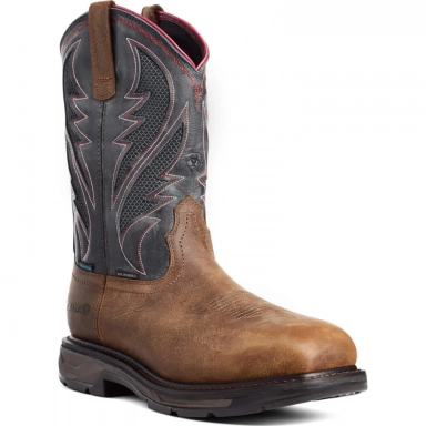 Ariat Mens Waterproof Carbon Toe Western Work Boot Rye Brown