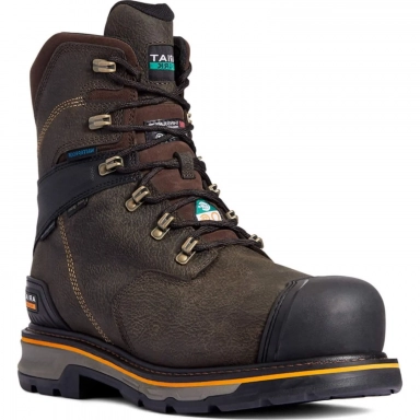 Ariat Mens Waterproof Composite Toe Work Boot 8 Iron Coffee
