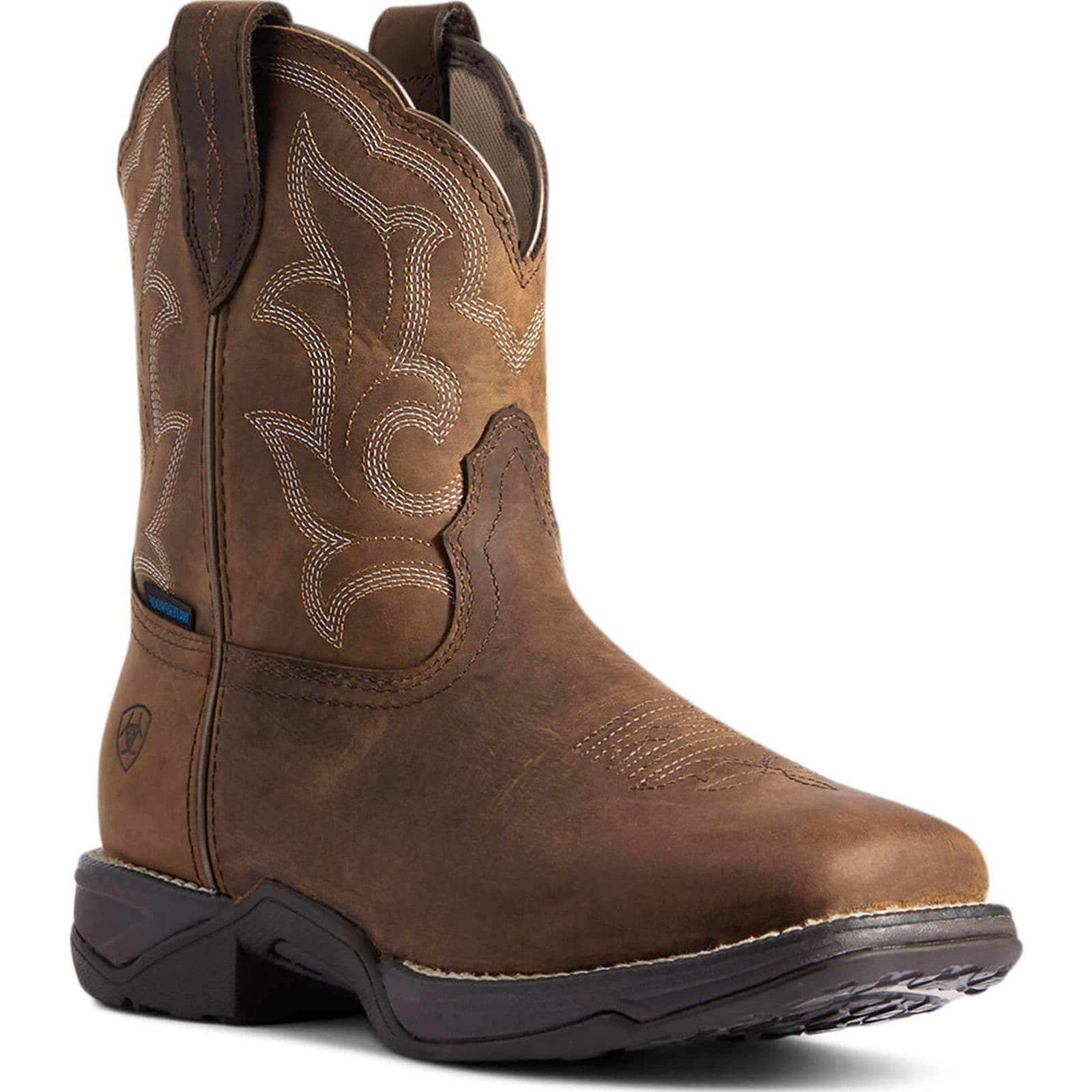 Stivali ARIAT Anthem Shortie II H2O Distressed Brown 6 - Impermeabili, Pelle Pieno Fiore, 8 Pollici, Marrone - 2
