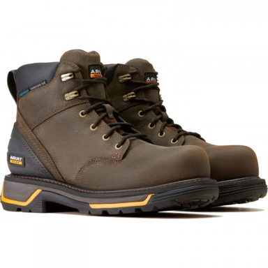 Ariat Mens Waterproof Composite Toe Work Boot 6 Iron Coffee