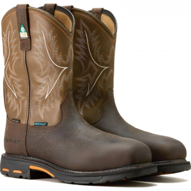 Ariat Mens Waterproof Composite Toe Work Boot 11 Bruin Brown