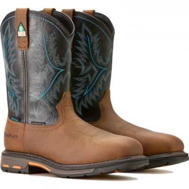 Ariat Mens Waterproof Composite Toe Western Tumbled Bark