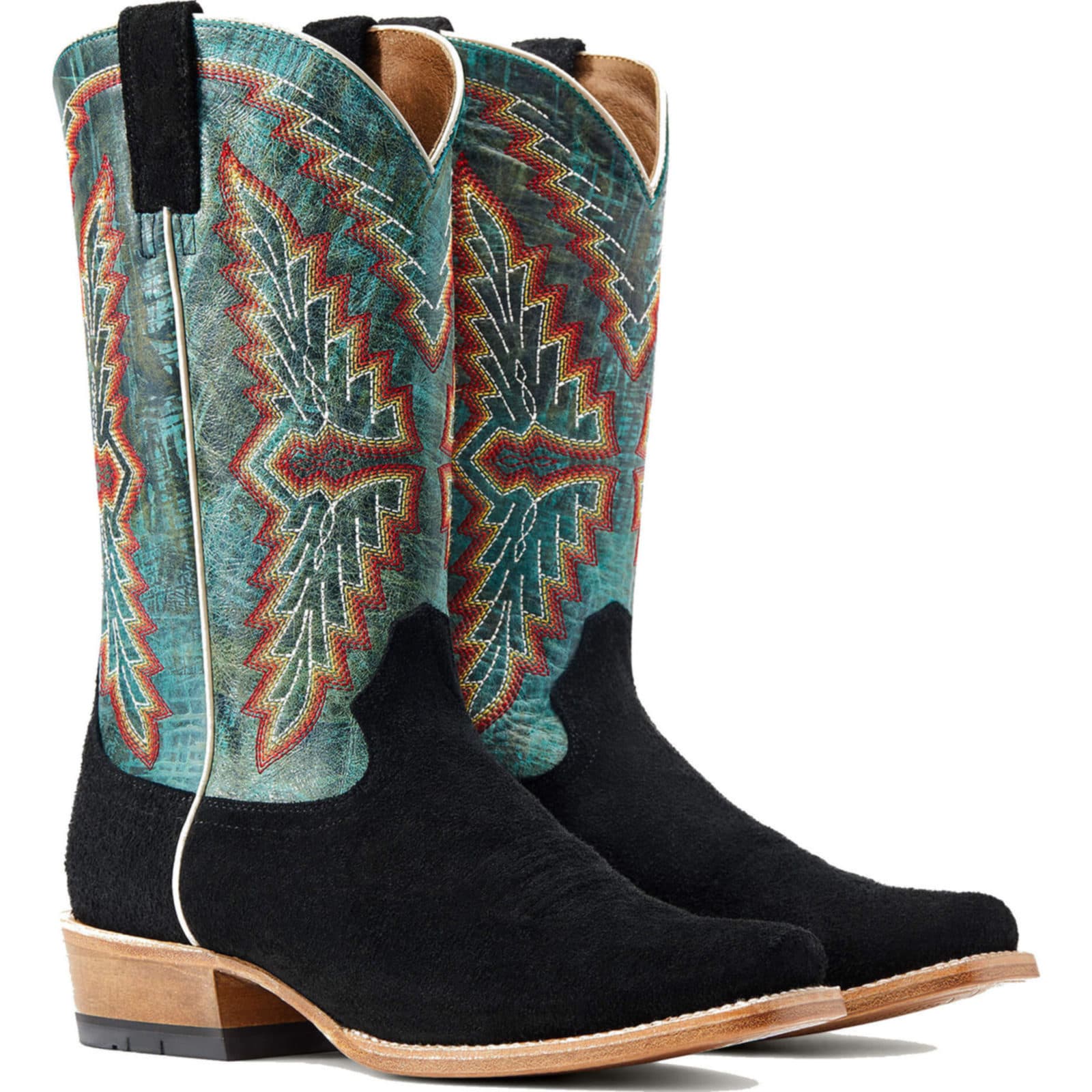 Shop Ariat Mens Futurity Showman Black RoughoutRoaring Turquoise Boot10044498 Save 20 + Free