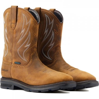 Ariat Mens Waterproof Western Work Boot 10 Distressed Brown