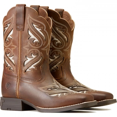 Ariat Youth Cowboy Boot 8.5 Inch Sassy Brown