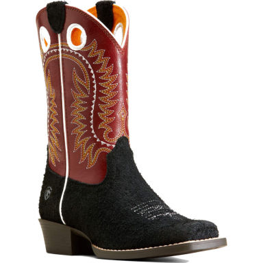 Ariat Youth Derby Monroe Black Roughout-Crimson Boot