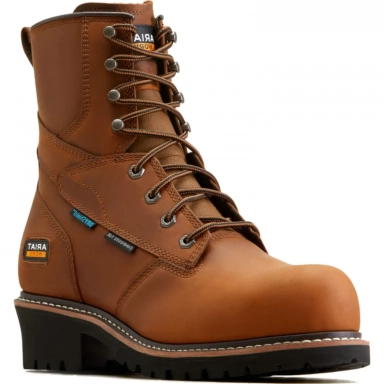 Ariat Mens Waterproof Composite Toe Work Boot 8 Copper Brown