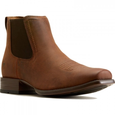Ariat Mens Square Toe Cowboy Boot 6 Inch Rough Tan