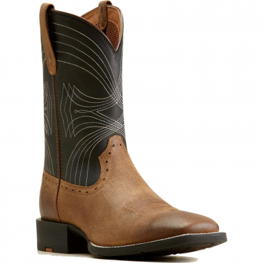 Ariat Mens 11 Inch Wide Square Toe Western Pull-On Boot Blackbrown