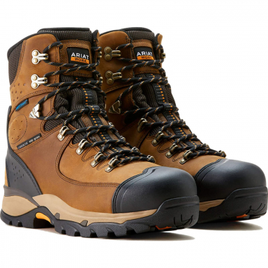 Ariat Mens 8 Inch Carbon Toe Round Work Boot Brown