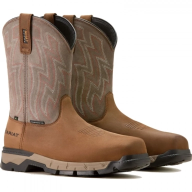 Ariat Mens Composite Toe Western Work Boot Distressed Brown