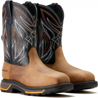 Ariat Mens Waterproof Composite Toe Western Work Natural Tan