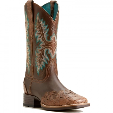 Ariat Womens Square Toe Cowgirl Boot 11 Inch Floral Embossed