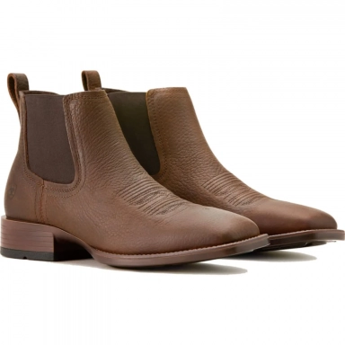 Ariat Mens Square Toe Chelsea Boot 6 Inch Brown Oiled