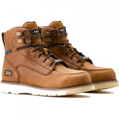 Ariat Womens Waterproof Round Toe Western Work Antique Brown