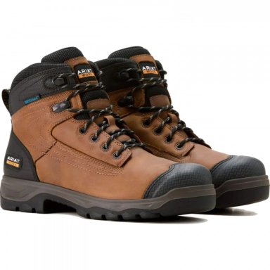 Ariat Mens Waterproof Round Toe Western Work Natural Brown