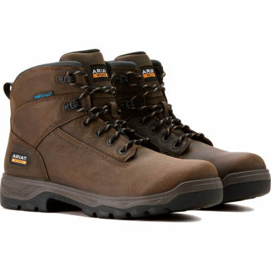Ariat Mens 6 Inch Waterproof Round Toe Work Boot in Brown