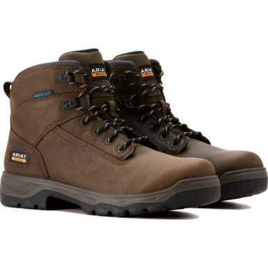 Ariat Mens Waterproof Round Toe Western Work Boot Dark Brown