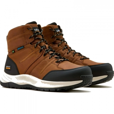 Ariat Mens Waterproof Composite Toe Western Natural Brown
