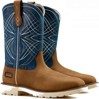 Ariat Mens Waterproof Steel Toe Western Work Dusted Brown
