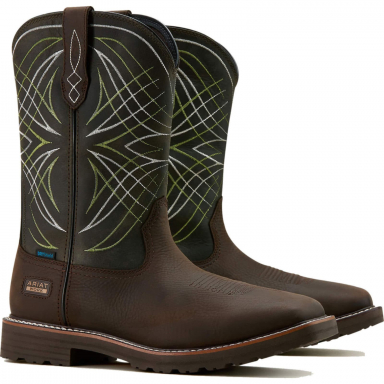 Ariat Mens 11 Inch Waterproof Wide Square Toe Work Boot in Brown