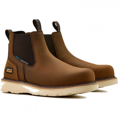 Ariat Mens Waterproof Composite Toe Chelsea Distressed Brown