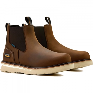Ariat Mens Waterproof Round Toe Chelsea Distressed Brown