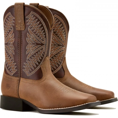 Ariat Youth Square Toe Cowboy Boot 8.5 Inch Pearl Chocolate